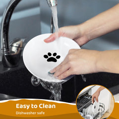 Peppapet ceramic cat dish in white with cute paw pattern