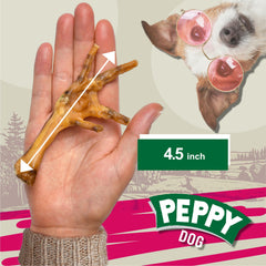 Peppy Dog chicken feet treats close-up showcases crunchy texture for dental care.