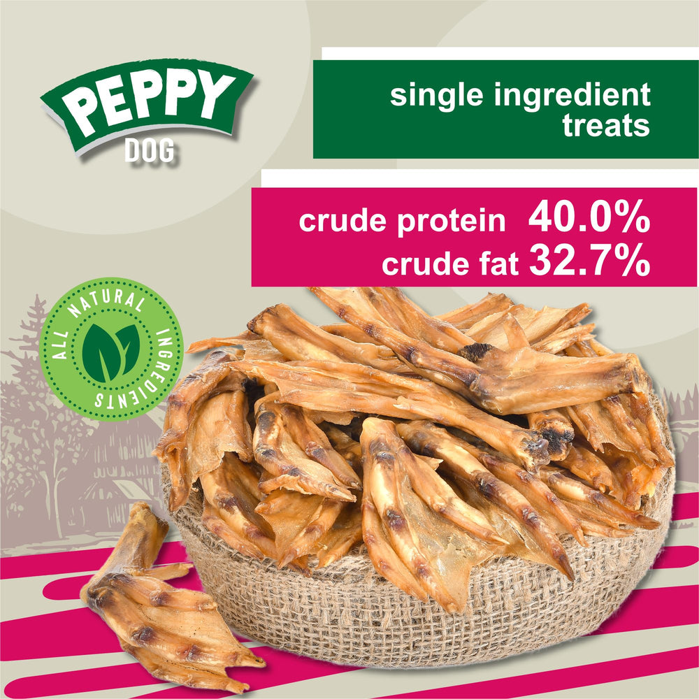 Peppy Dog duck feet treats packaging image demonstrates freshness seal