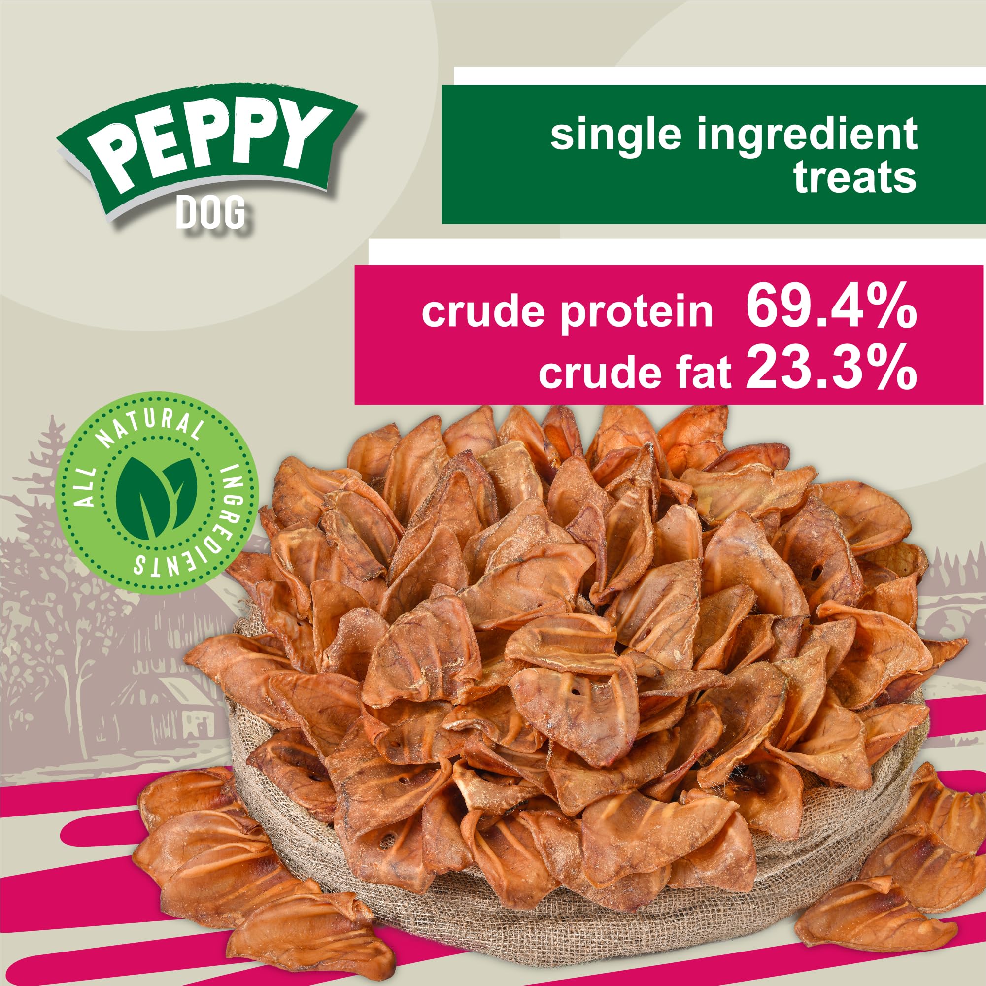 PEPPY DOG pig ears bag packaging, bulk convenience