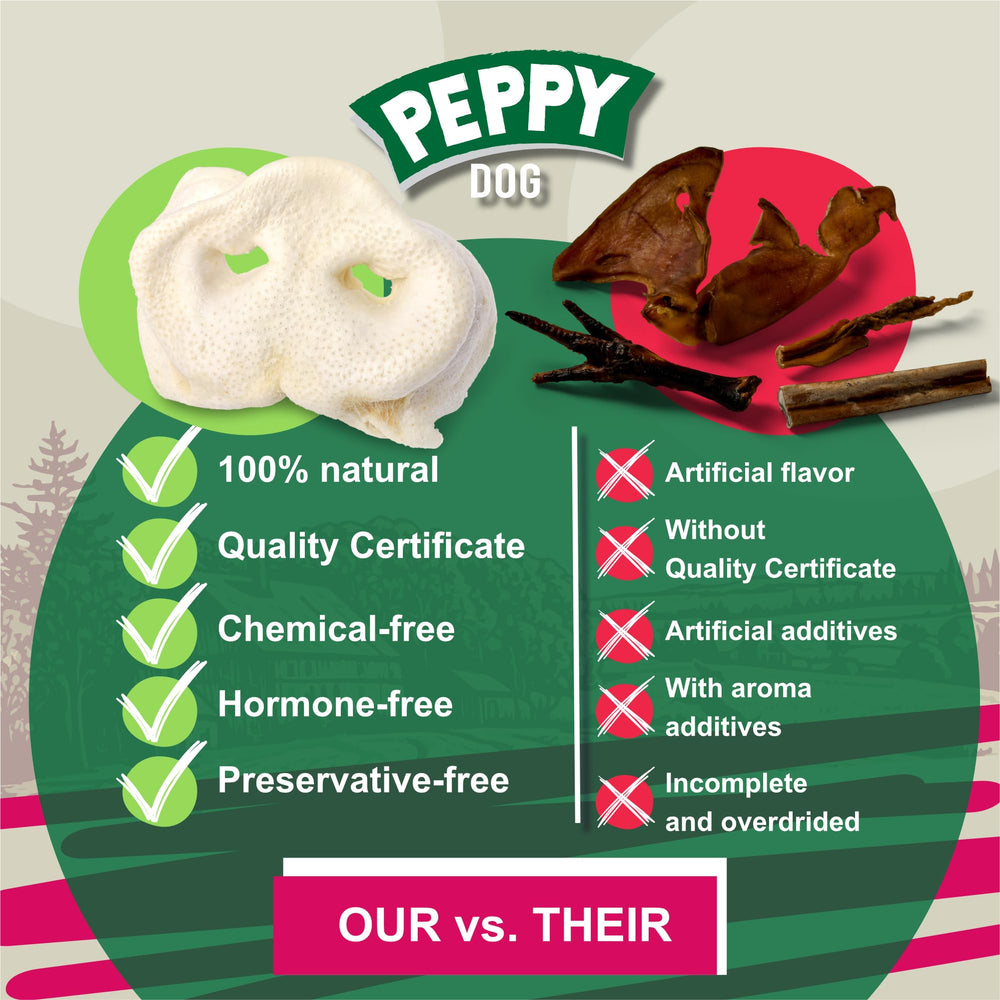Peppy Dog White Pig Snouts assembly-shot emphasizes natural ingredients