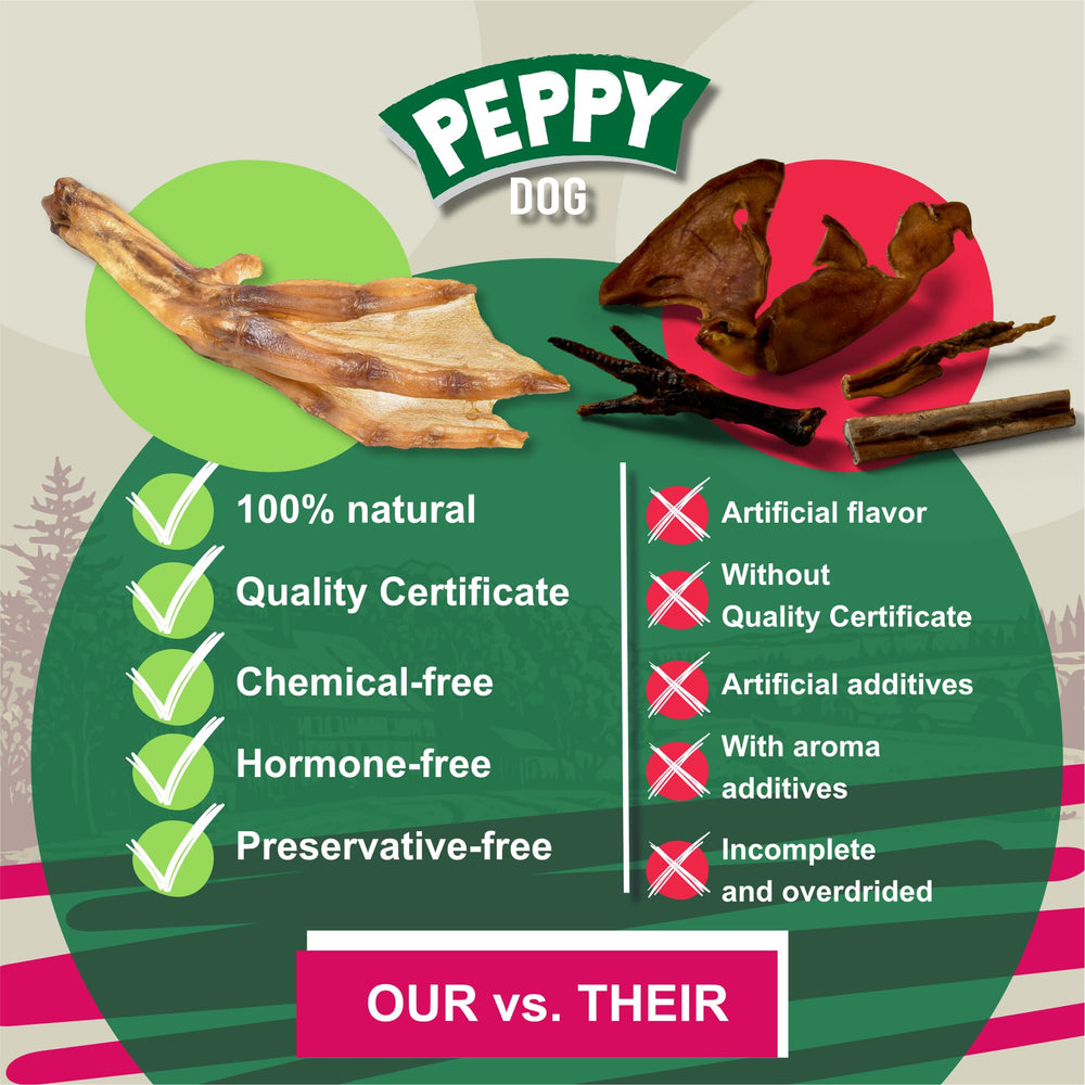 PEPPY DOG dental crunch closeup suggests benefit for teeth and gums during chew time.