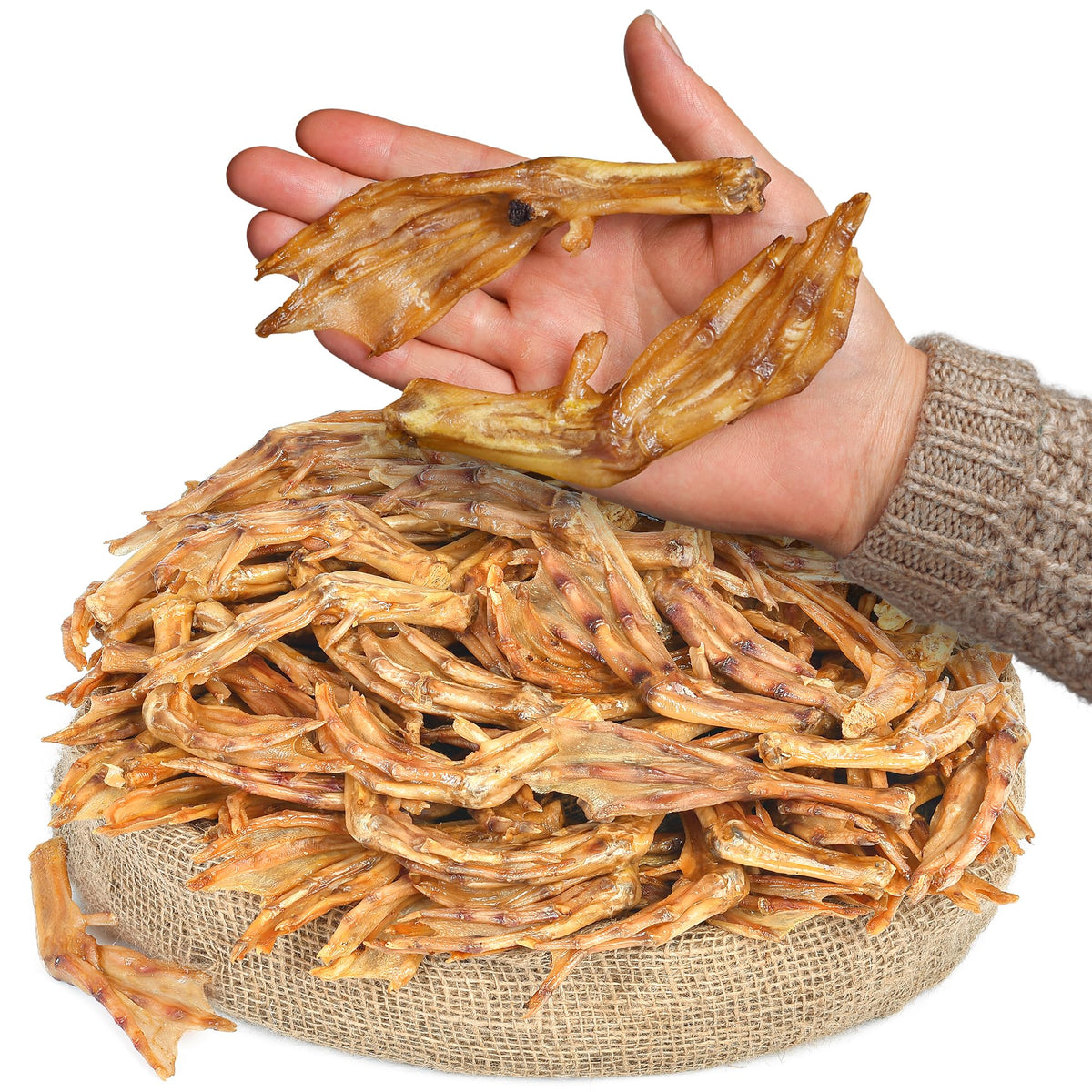 PEPPY DOG duck feet treats packaging highlights natural ingredients for a wholesome snack.