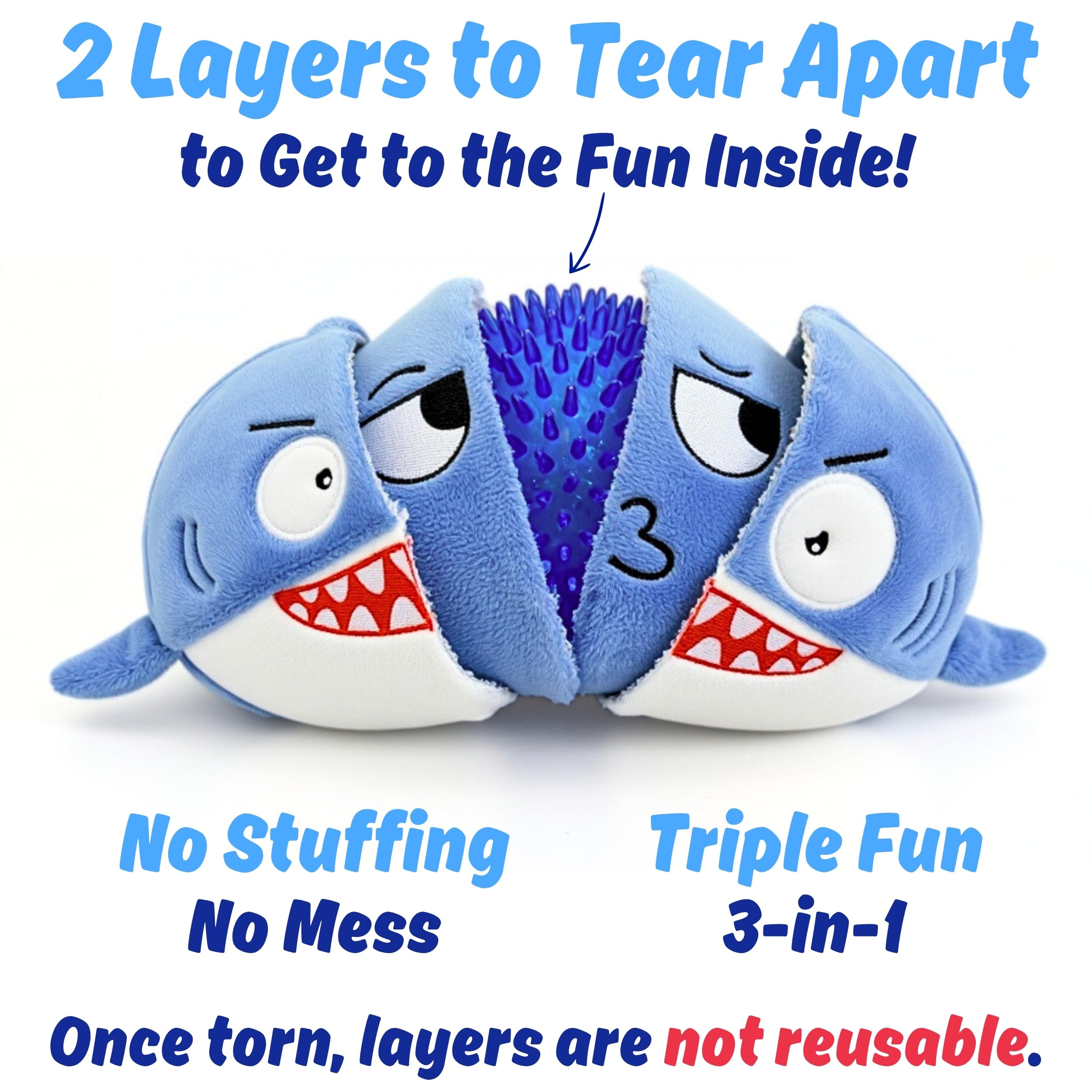 PeppyPawz Sharky squeaky crinkle feature engages dogs during interactive sessions