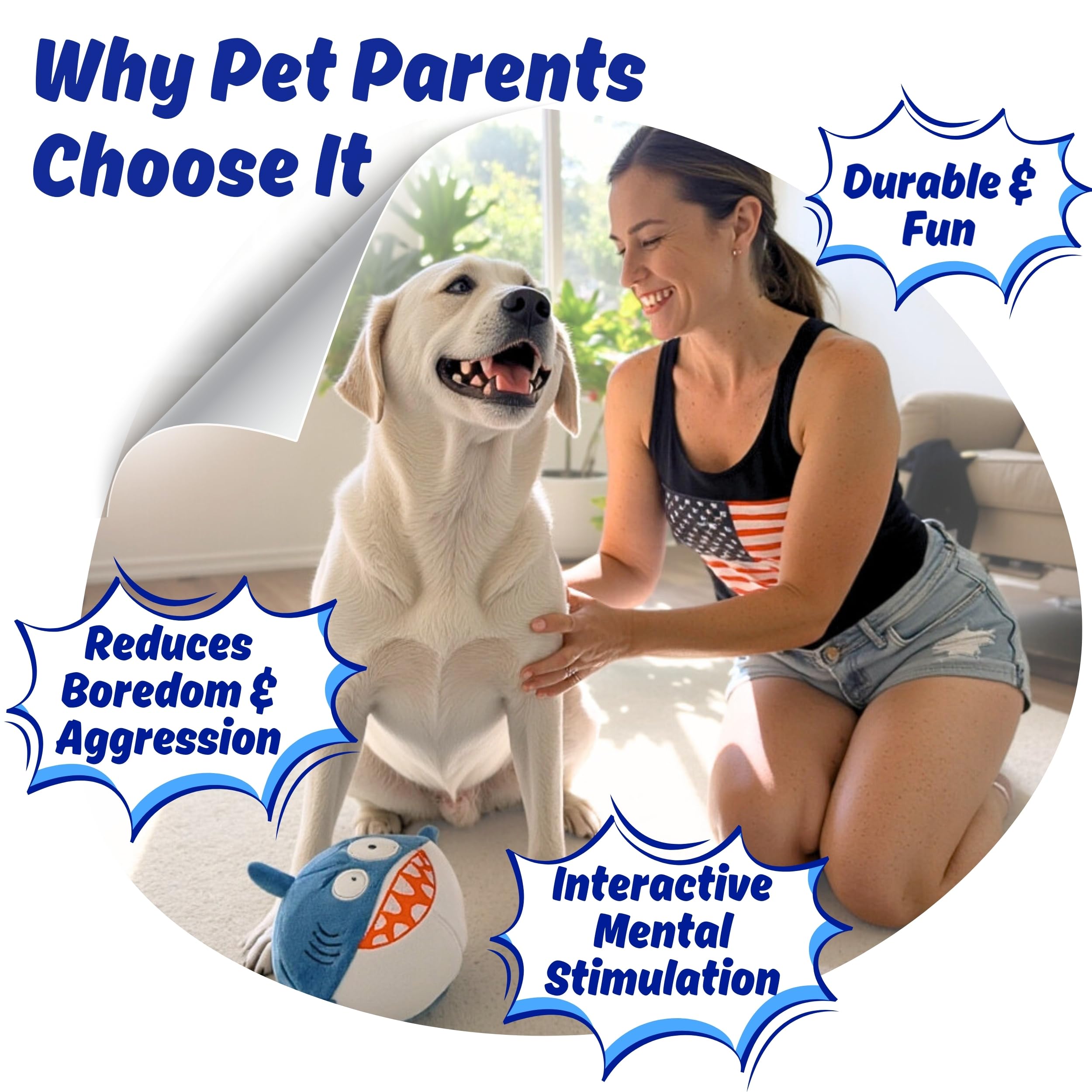 PeppyPawz Sharky no stuffing design reduces mess while chewing