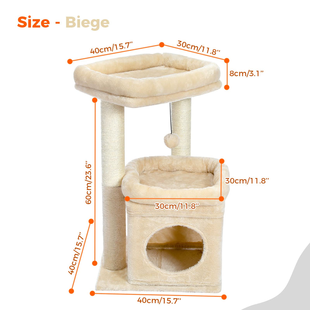 PEQULTI cat tree plush pom-pom for extra play