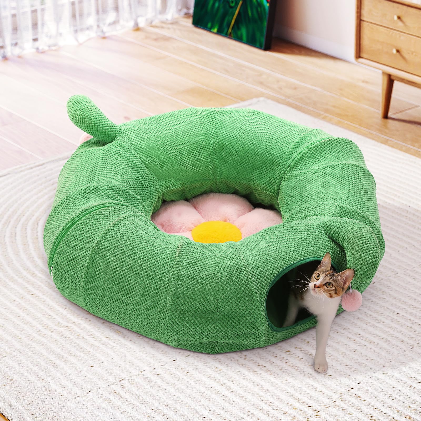 PEQULTI Cat Tunnel Collapsible Storage: store flat between uses.