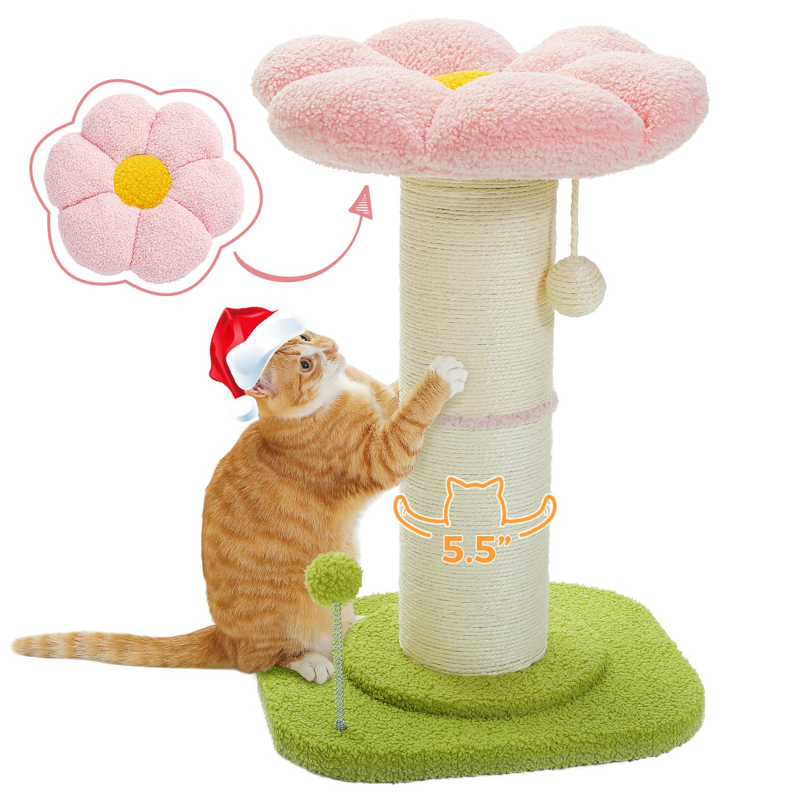 PEQULTI flower bed perch, cozy resting spot for indoor cats atop a 14x14 inch flower top