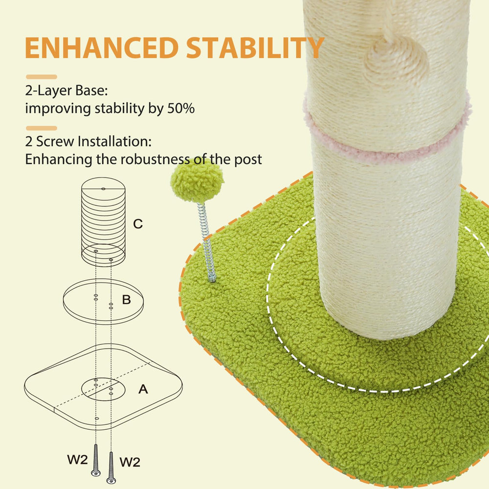 PEQULTI 5.5-inch diameter sisal post provides a sturdy scratching surface