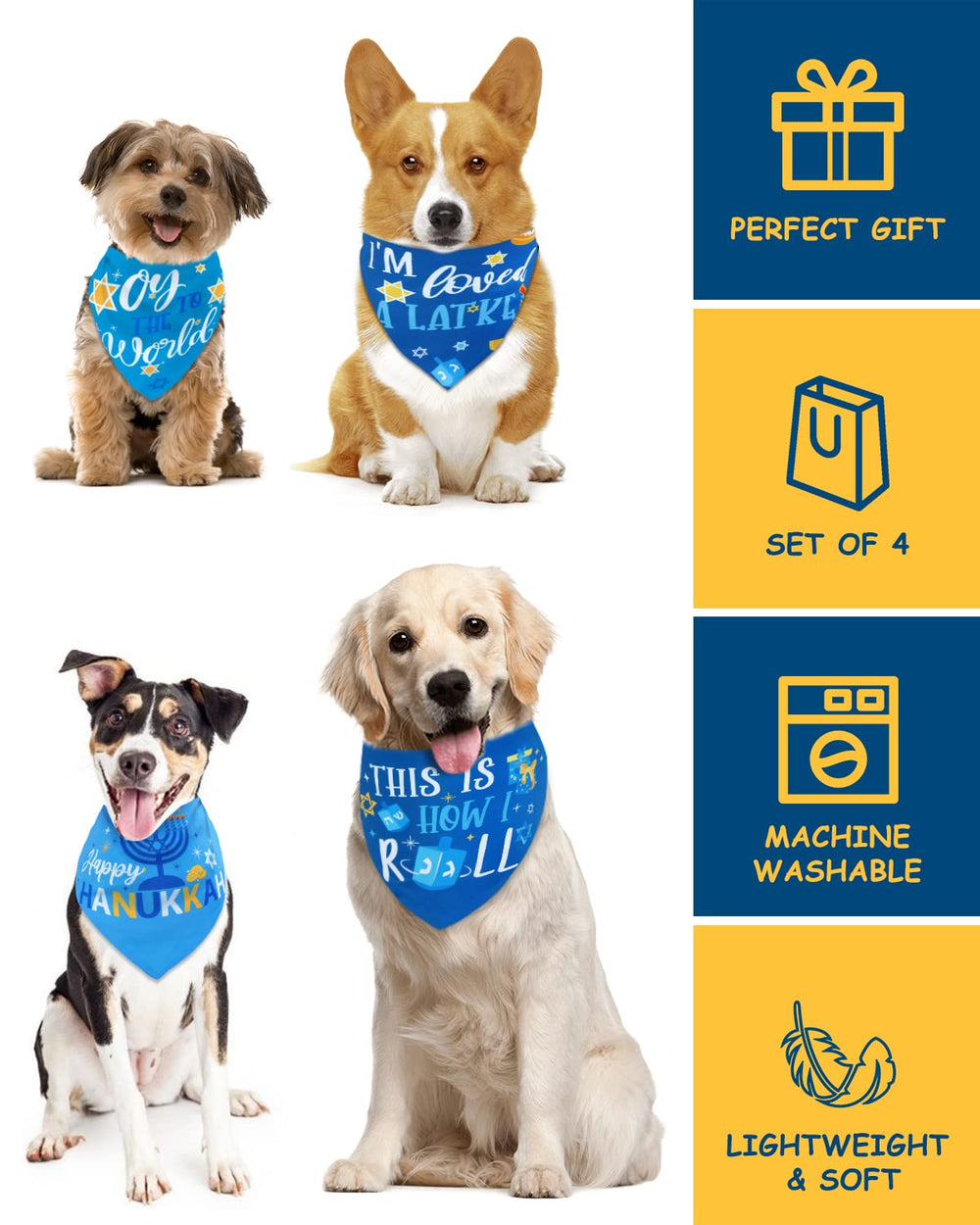 Percozzi Hanukkah bandanas soft double layer fabric offers durable everyday wear.