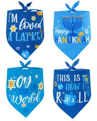 Percozzi Hanukkah bandanas triangle tie on fit demonstrates adjustable comfort.