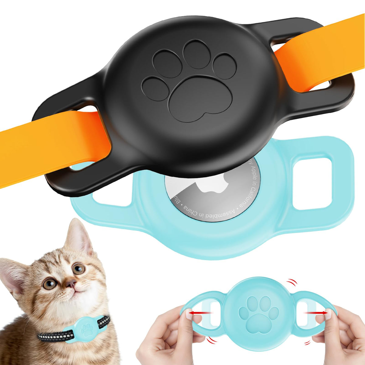 PerfiPro Airtag cat collar holder silicone-material shows durable, skin-friendly wear for pets.