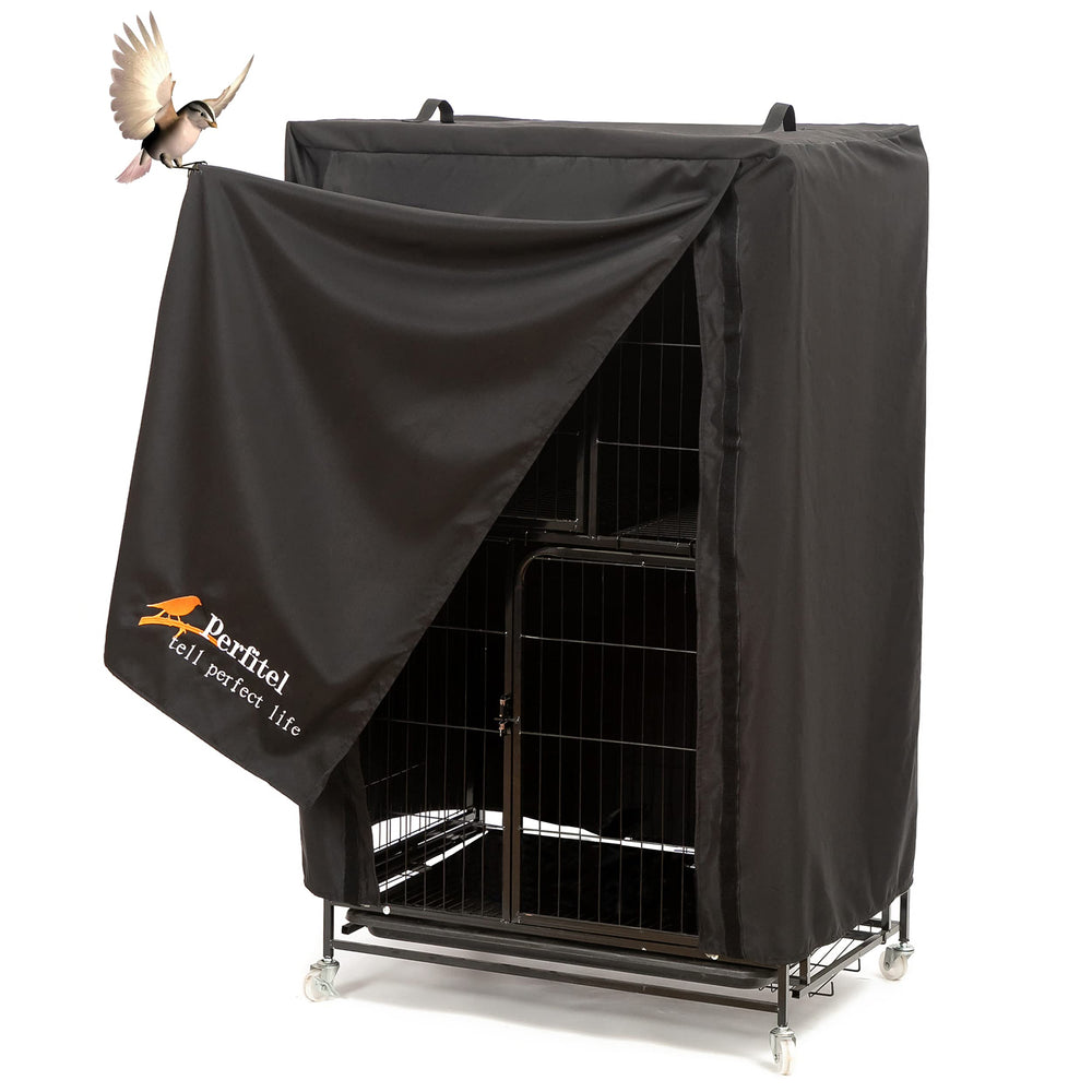 Perfitel universal large bird cage cover front view shows blackout design for quiet time