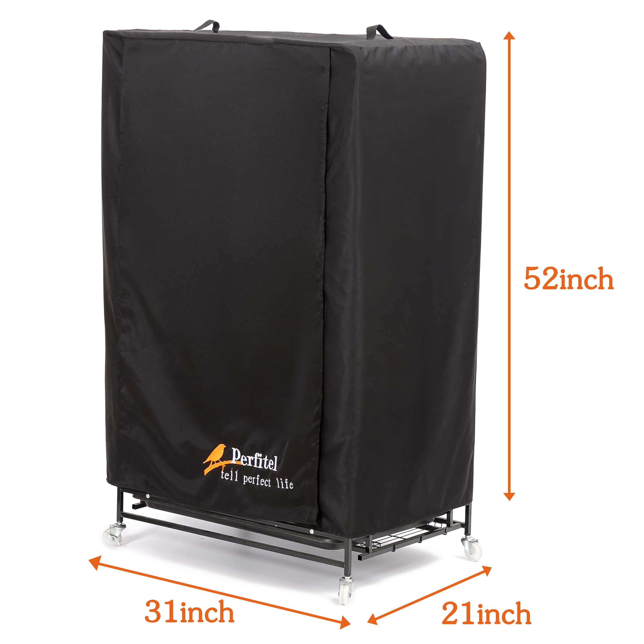 Perfitel universal large bird cage cover side view highlights breathable fabric for reduced glare