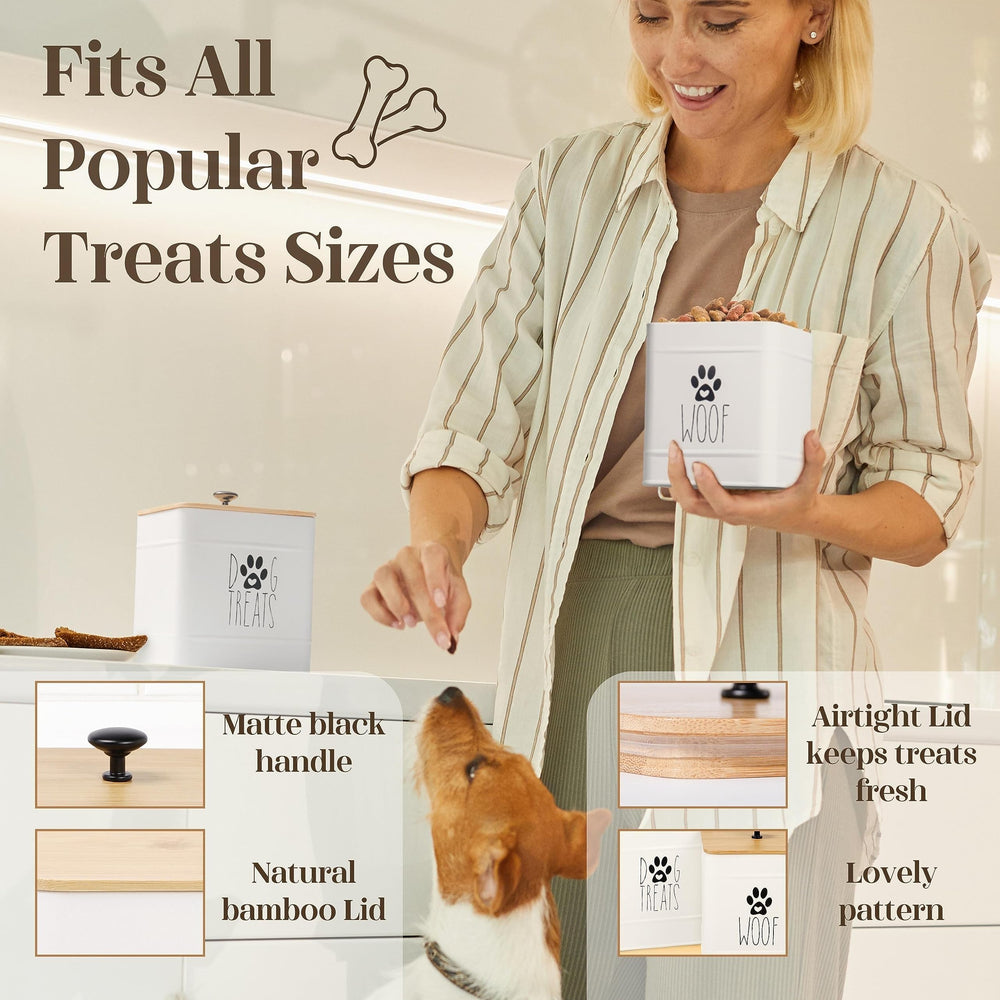 PERFNIQUE dog treat container with matte black handles adds convenience and style.