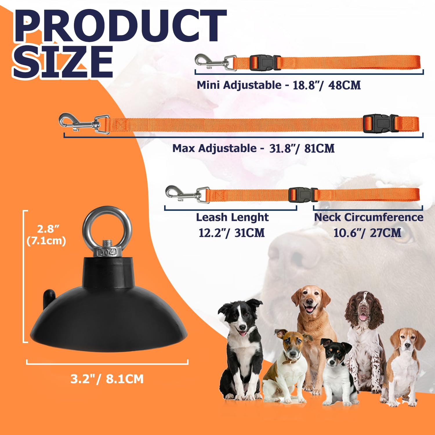 Periflowin dog bath tether adjustable-buckle enables quick-release sizing.