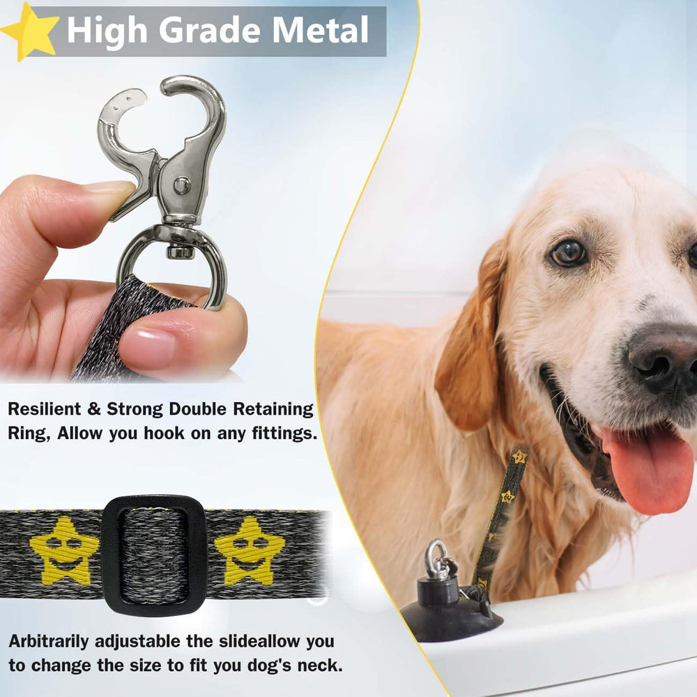 Periflowin adjustable leash keeps large dogs steady during bath time.