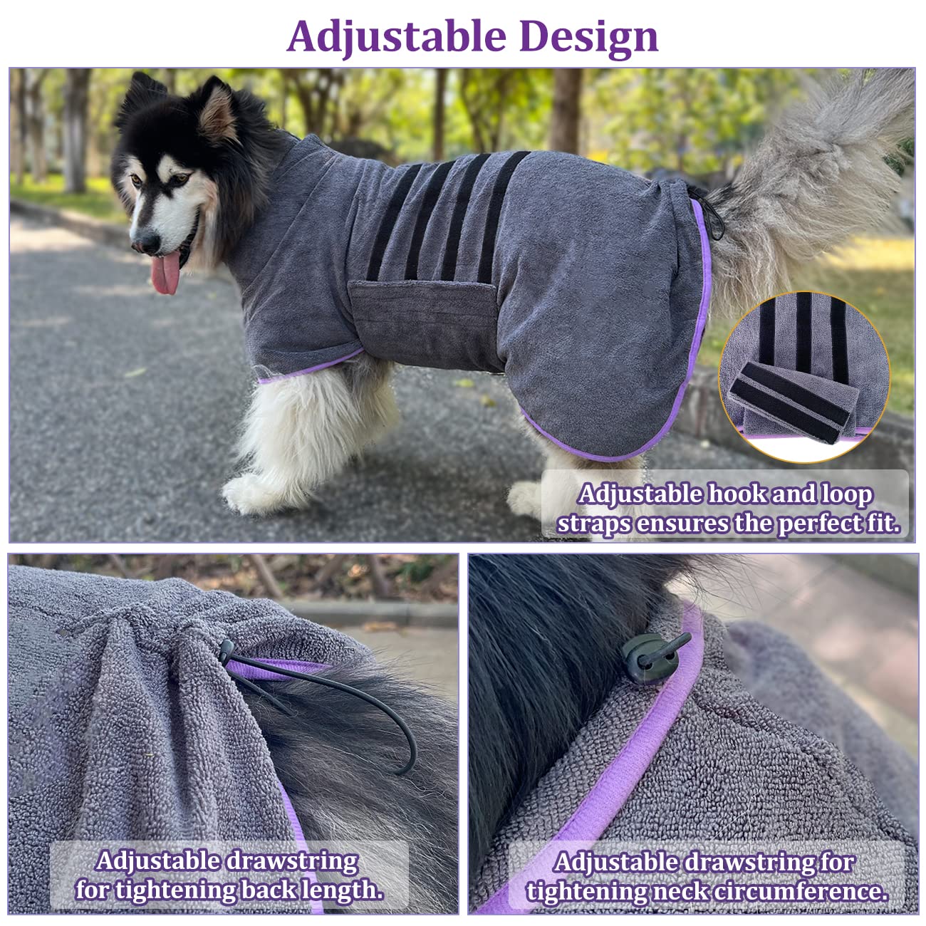 Periflowin dog bathrobe soft-material for cozy, comfortable drying