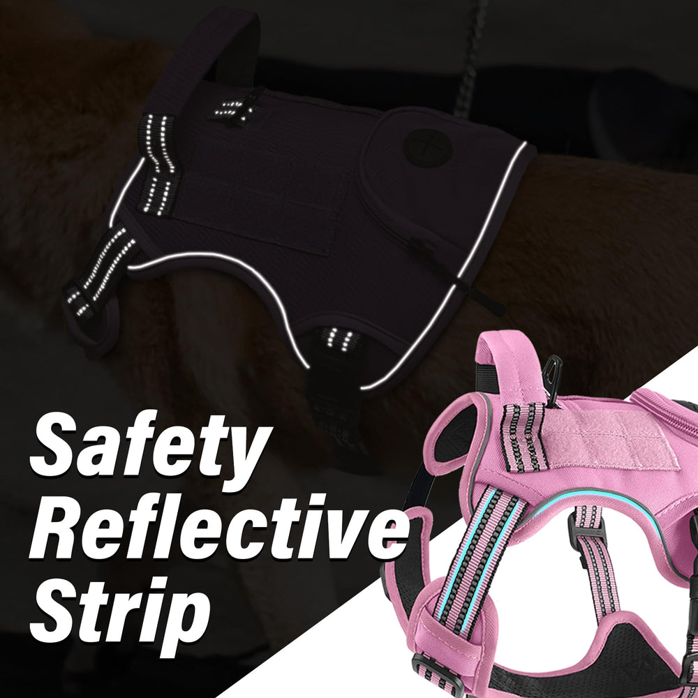 Periflowin pink M velcro patches on harness highlight training and daily-walk customization.