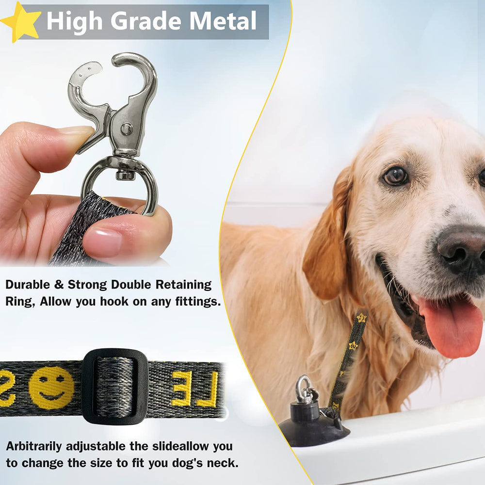Periflowin-heavy-suction-cup-bath-leash keeps large dogs steady during bath time