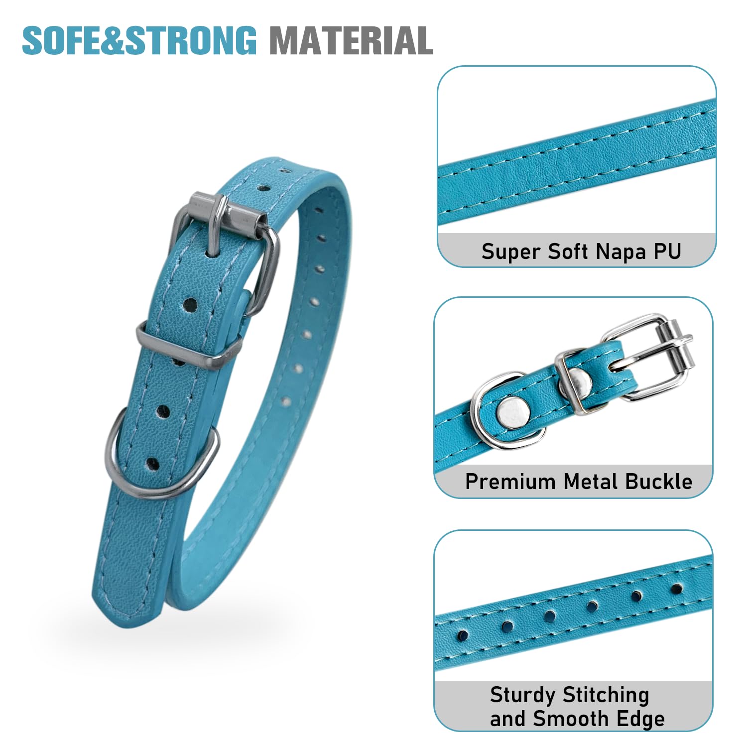 Periflowin identity collar with 17 adjustment holes supports growing pets