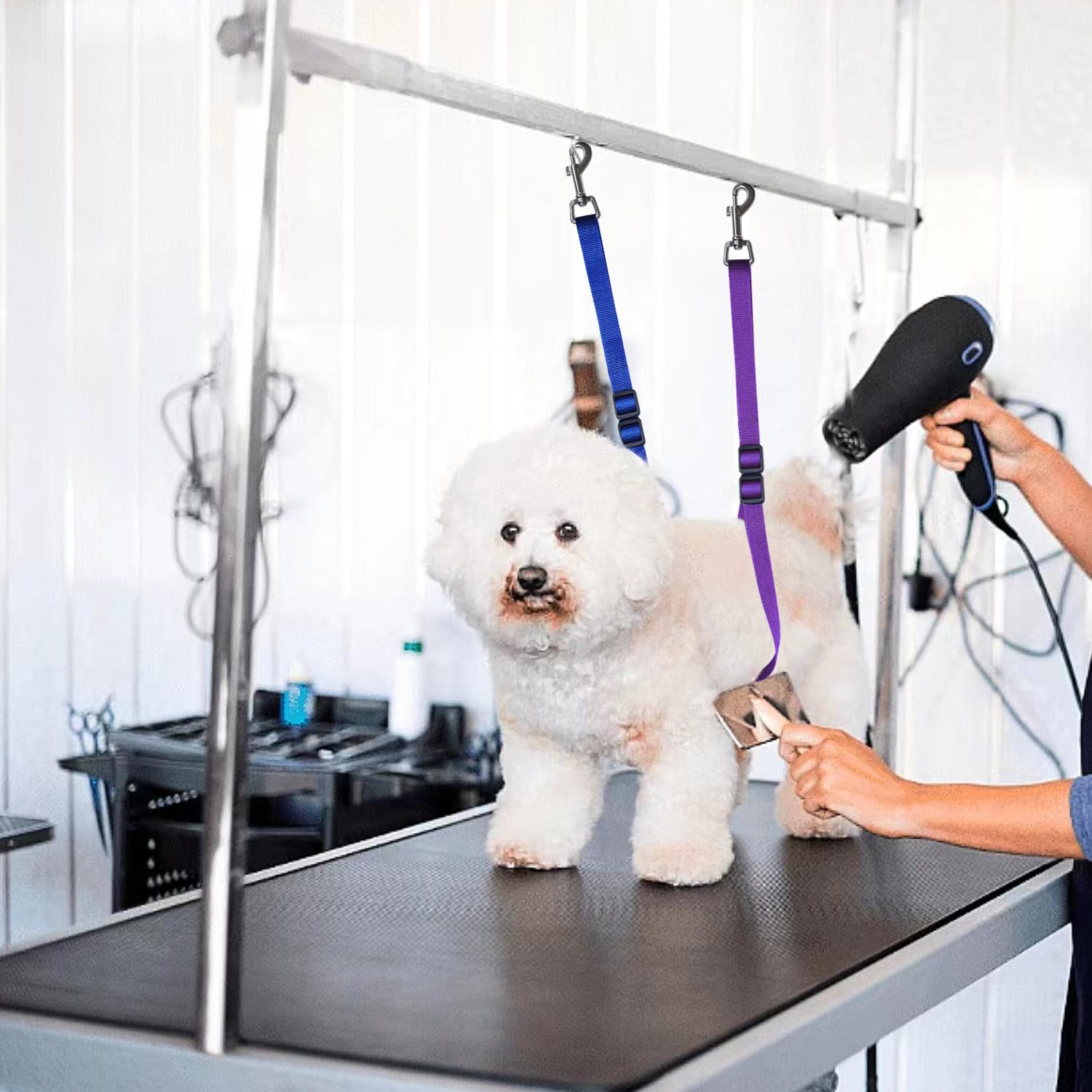 Periflowin grooming loops used in home bath for calm bath time.