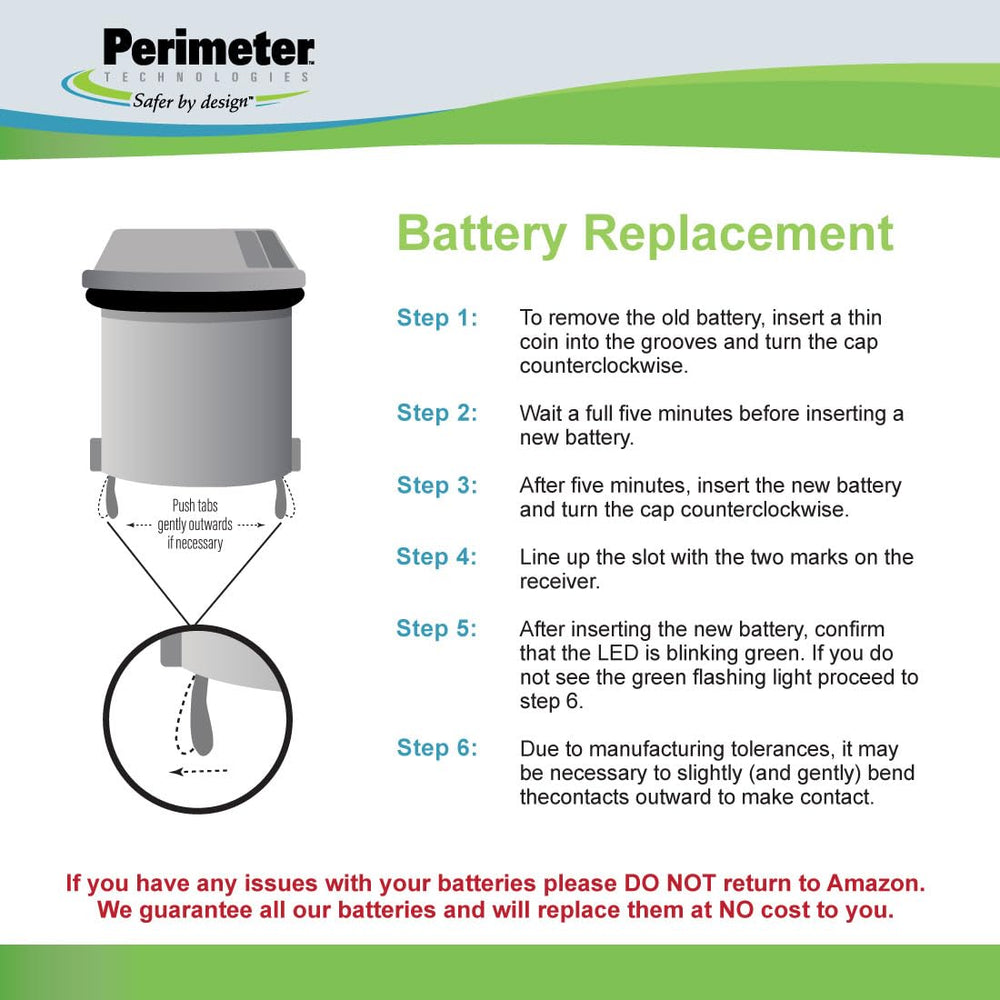 Perimeter Technologies lithium-ion battery with waterproof seal enhances durability in all weather.