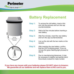 Perimeter Technologies lithium-ion battery with waterproof seal enhances durability in all weather.