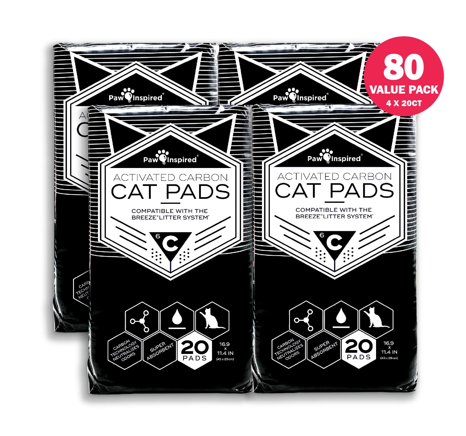 Peritas Paw Inspired Cat Pads absorb over seven cups for a dry litter area