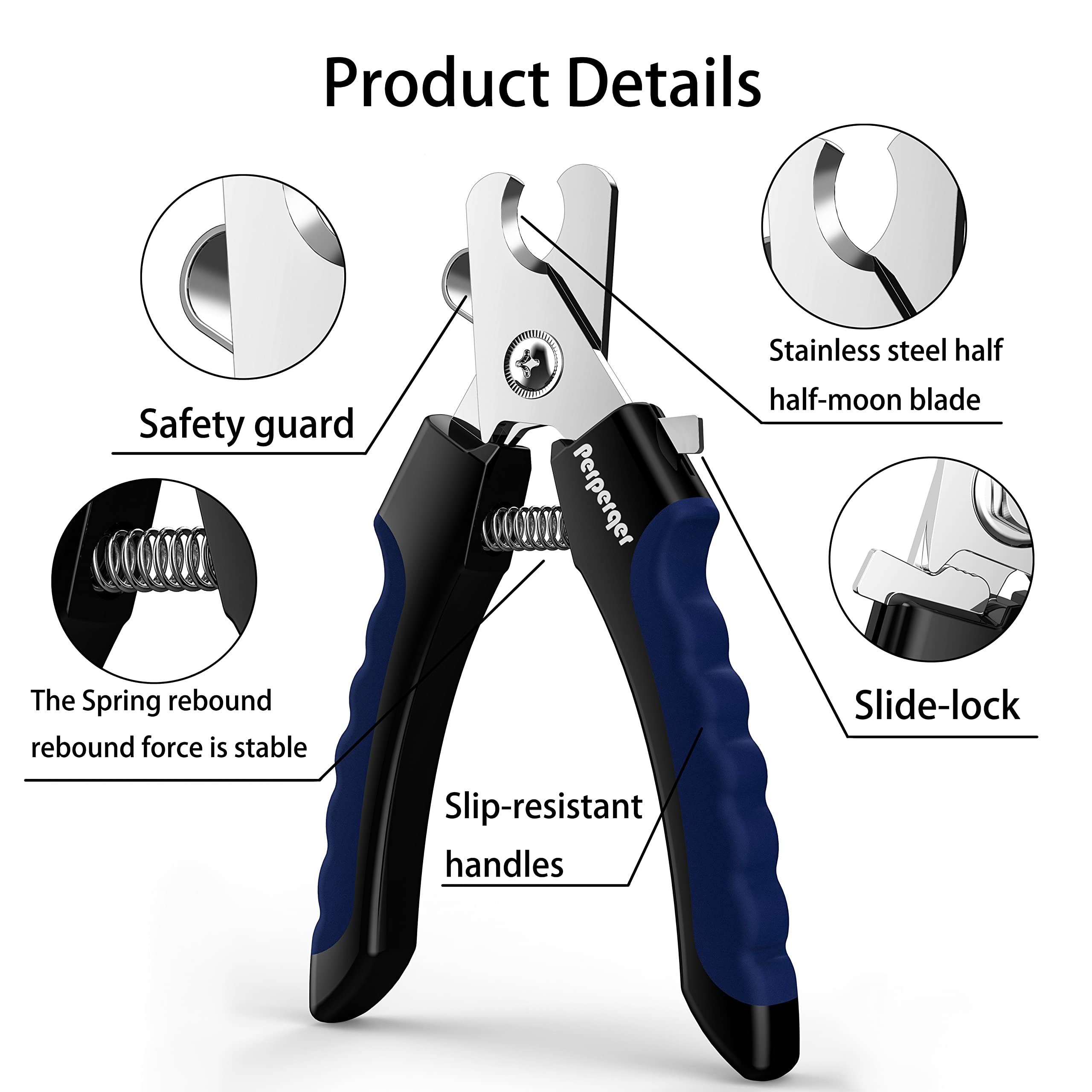 Perperqer dog nail clippers with ergonomic grip for comfortable grooming.