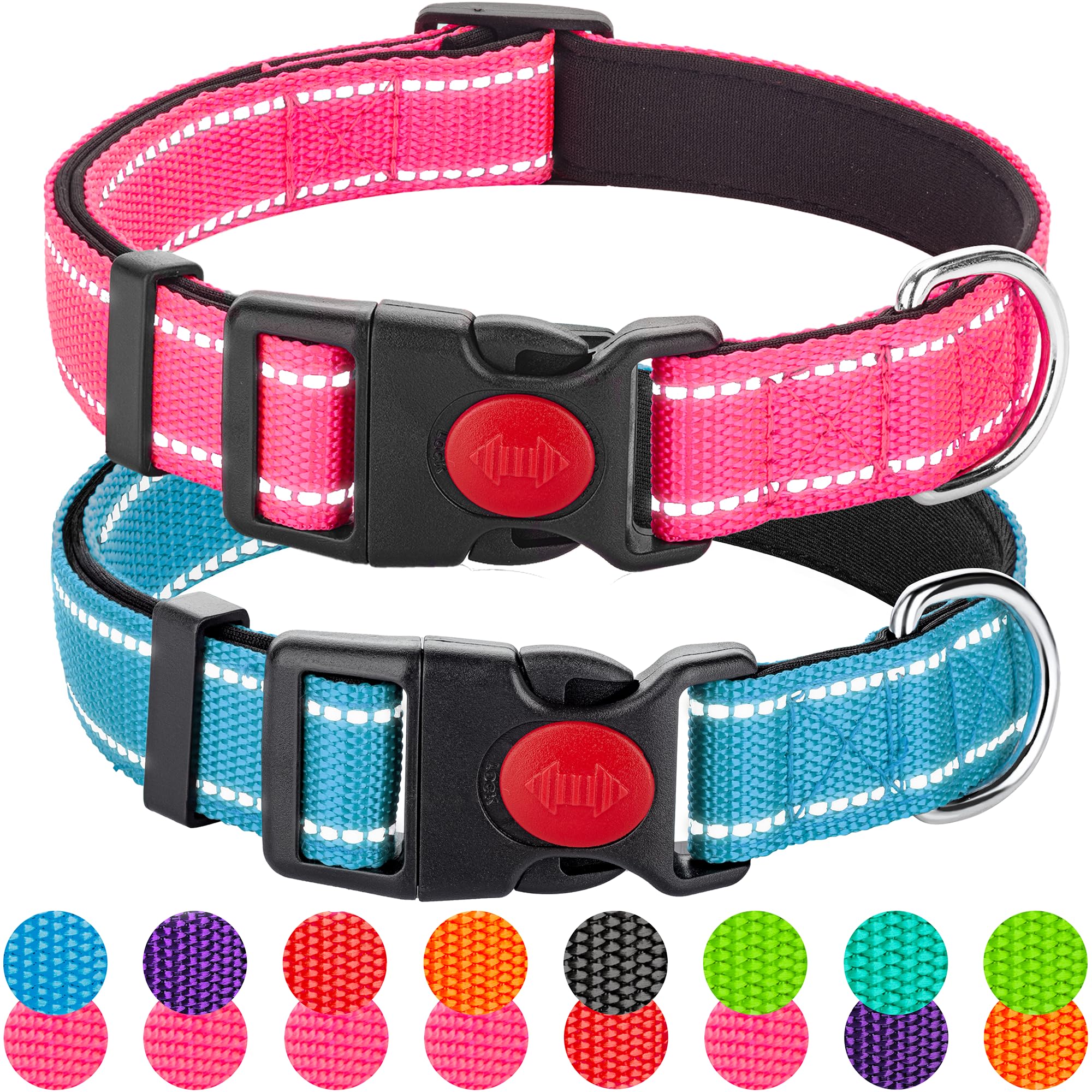 Perperqer reflective dog collar pink enhances evening visibility for safe walks