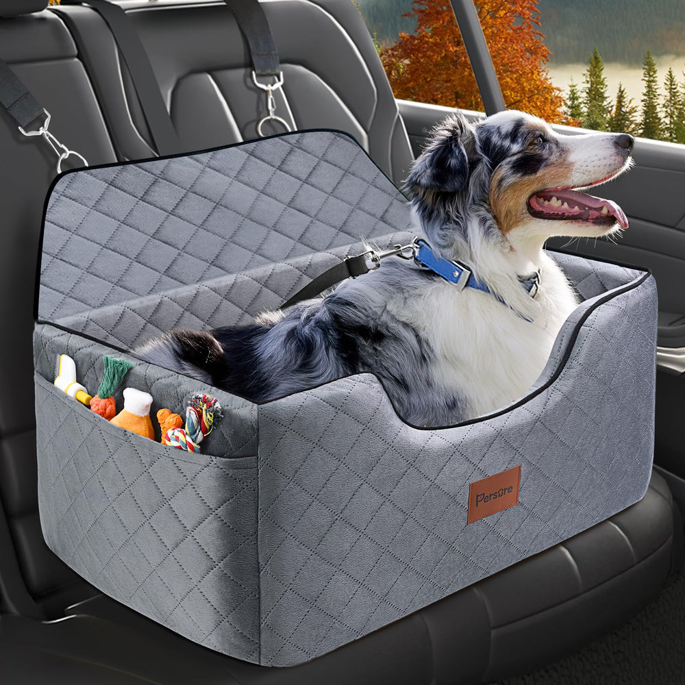Persure dog car seat washable cover close-up highlights easy cleaning after adventures