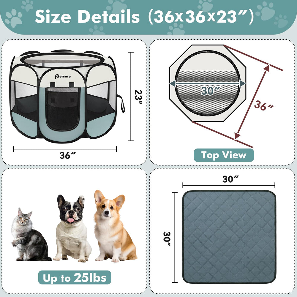 Persure playpen eight-mesh-panels provide airflow and visibility.