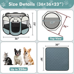 Persure playpen eight-mesh-panels provide airflow and visibility.
