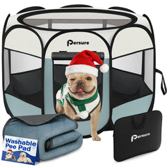 Persure dog cat playpen front-view shows dual-entry door for easy access.