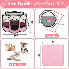 Persure dog cat playpen pink doors open for easy entry and supervision
