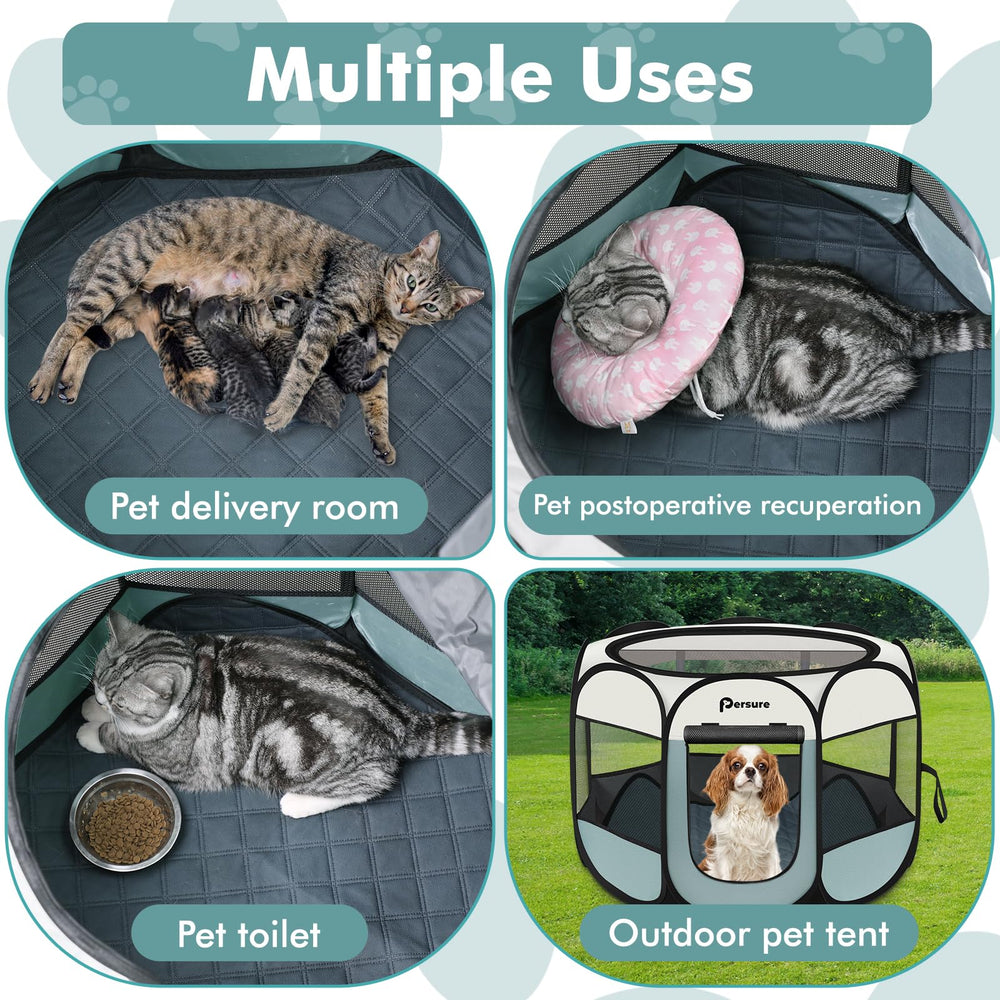 Persure pop-up playpen enables instant setup without tools.