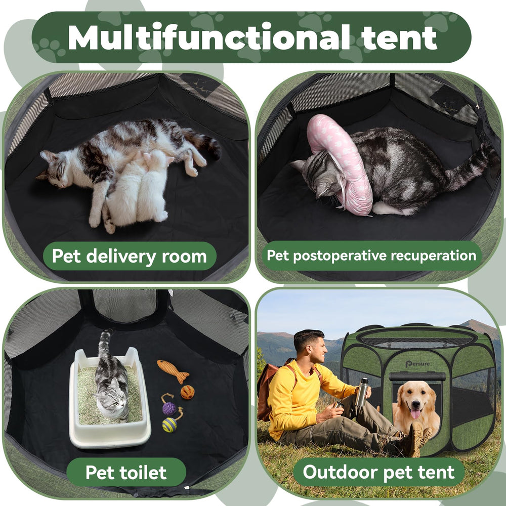 Persure dog playpen 8-mesh-panels ventilation for airflow and visibility.