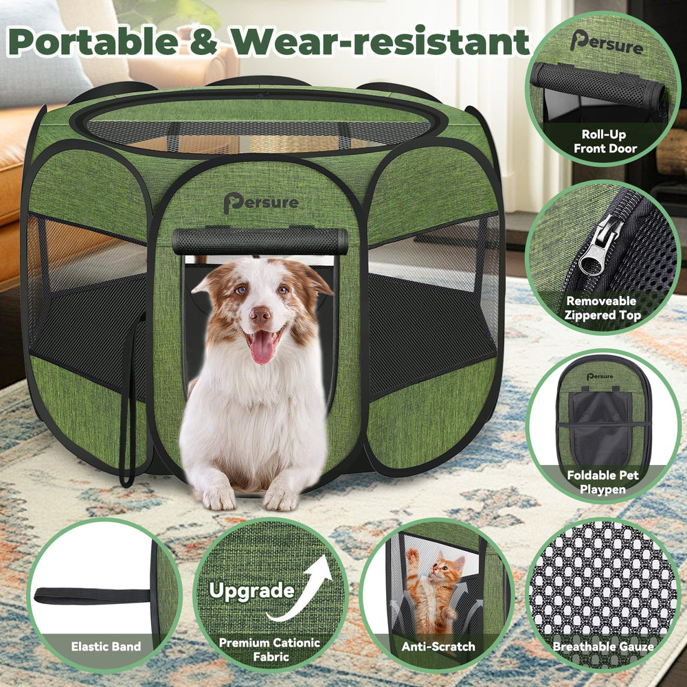 Persure dog playpen travel-case setup supports easy on-the-go shelter.