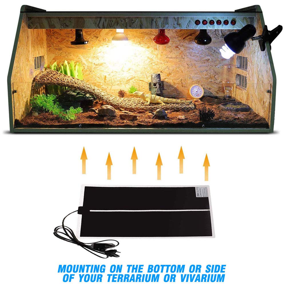 PeSandy under-tank heat pad setup demonstrates easy placement for belly warmth