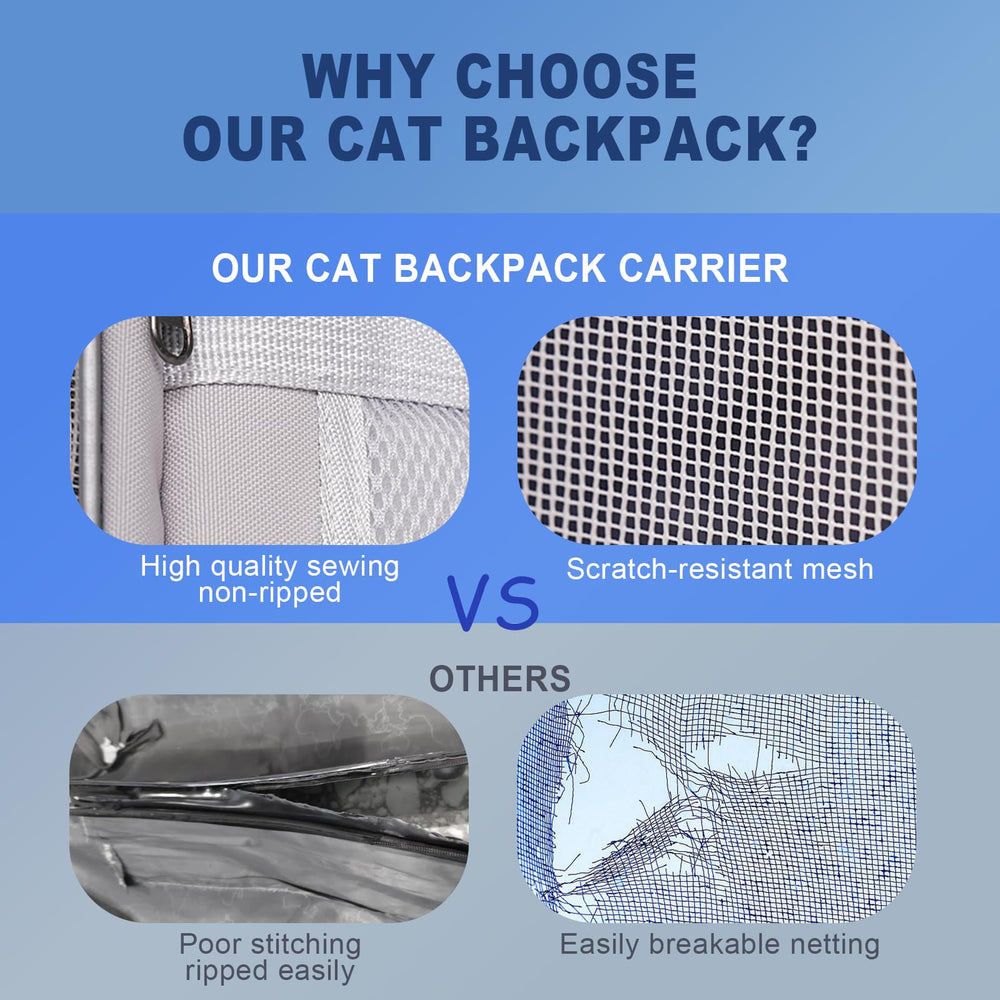 Pesen cat backpack transparent mesh panels offer outdoor visibility.