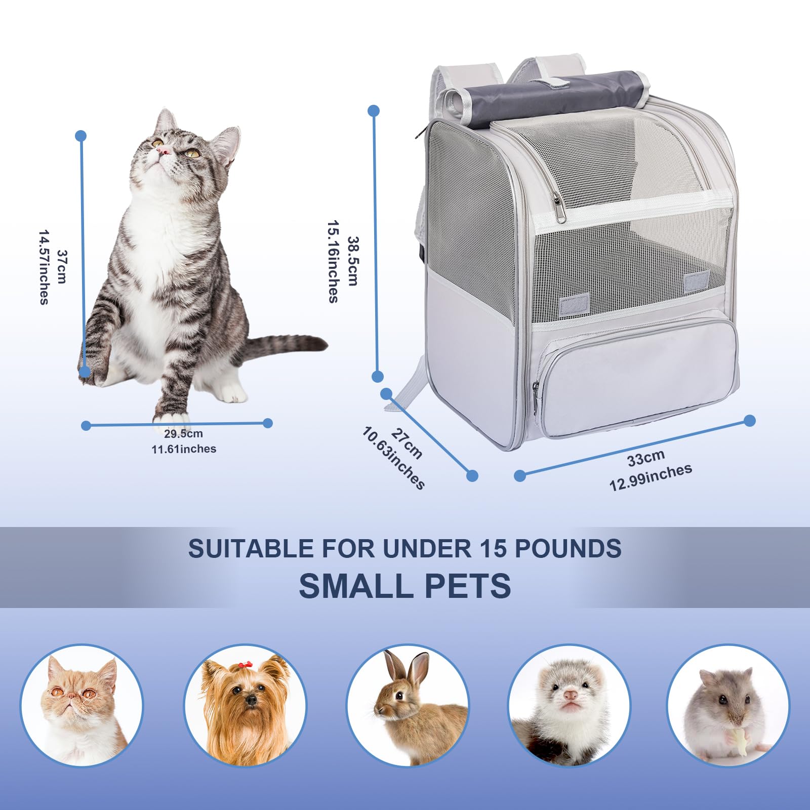 Pesen cat backpack extra pockets store essentials and treats.