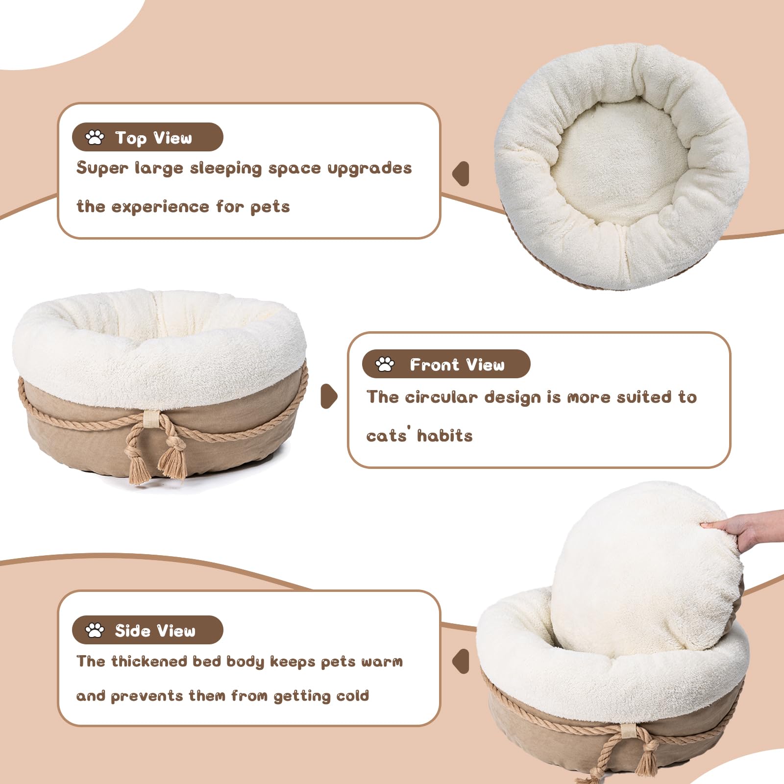 Pesen cat bed thick faux-plush fabric delivers soft comfort and durability.