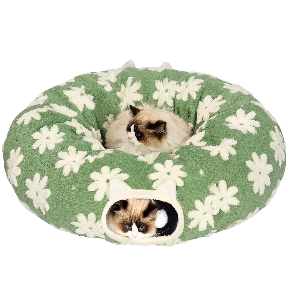 Pesen cat tunnel bed donut bed top view highlighting cozy sleep and play space for cats