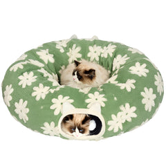 Pesen cat tunnel bed donut bed top view highlighting cozy sleep and play space for cats