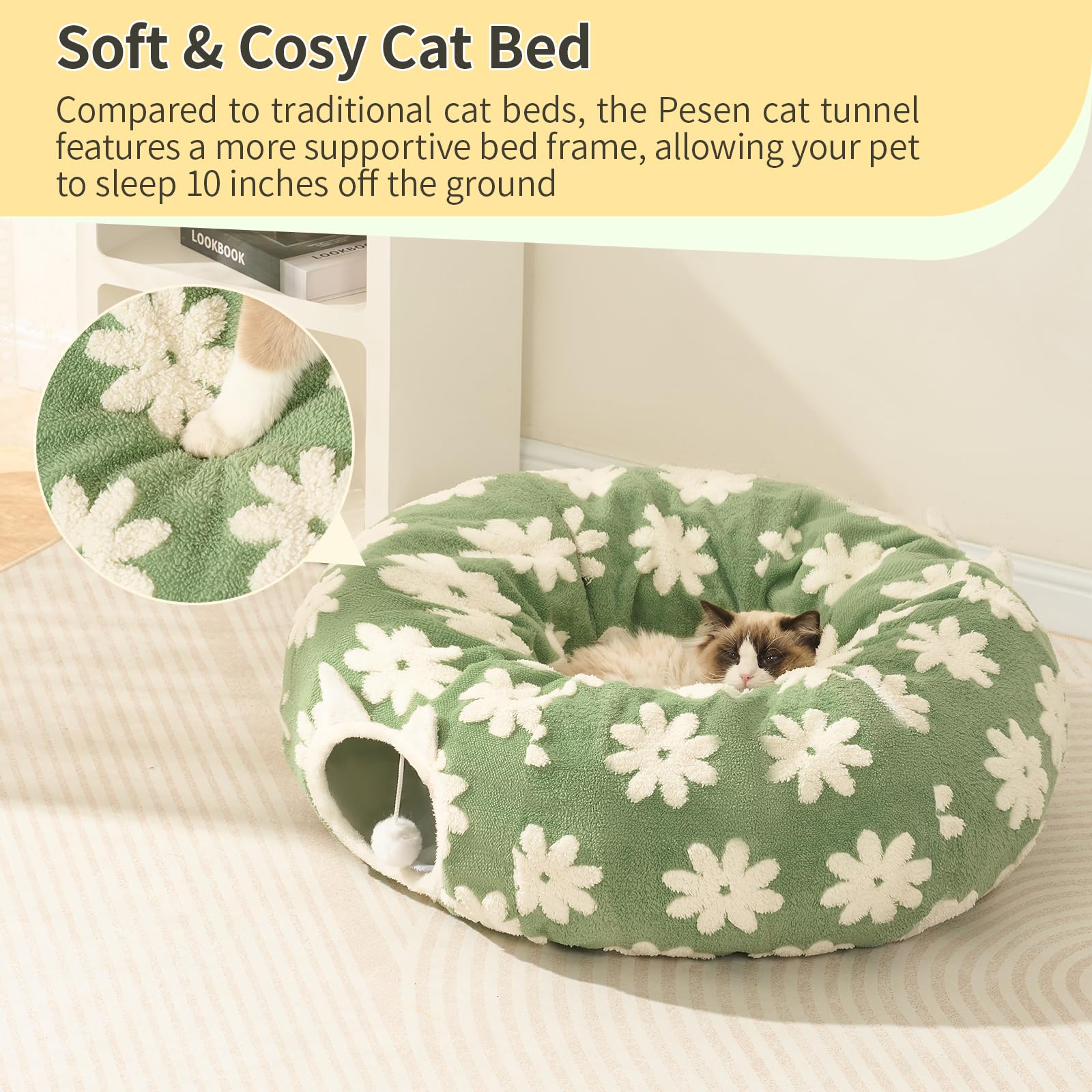 Pesen cat tunnel bed foldable design enables easy storage and portability