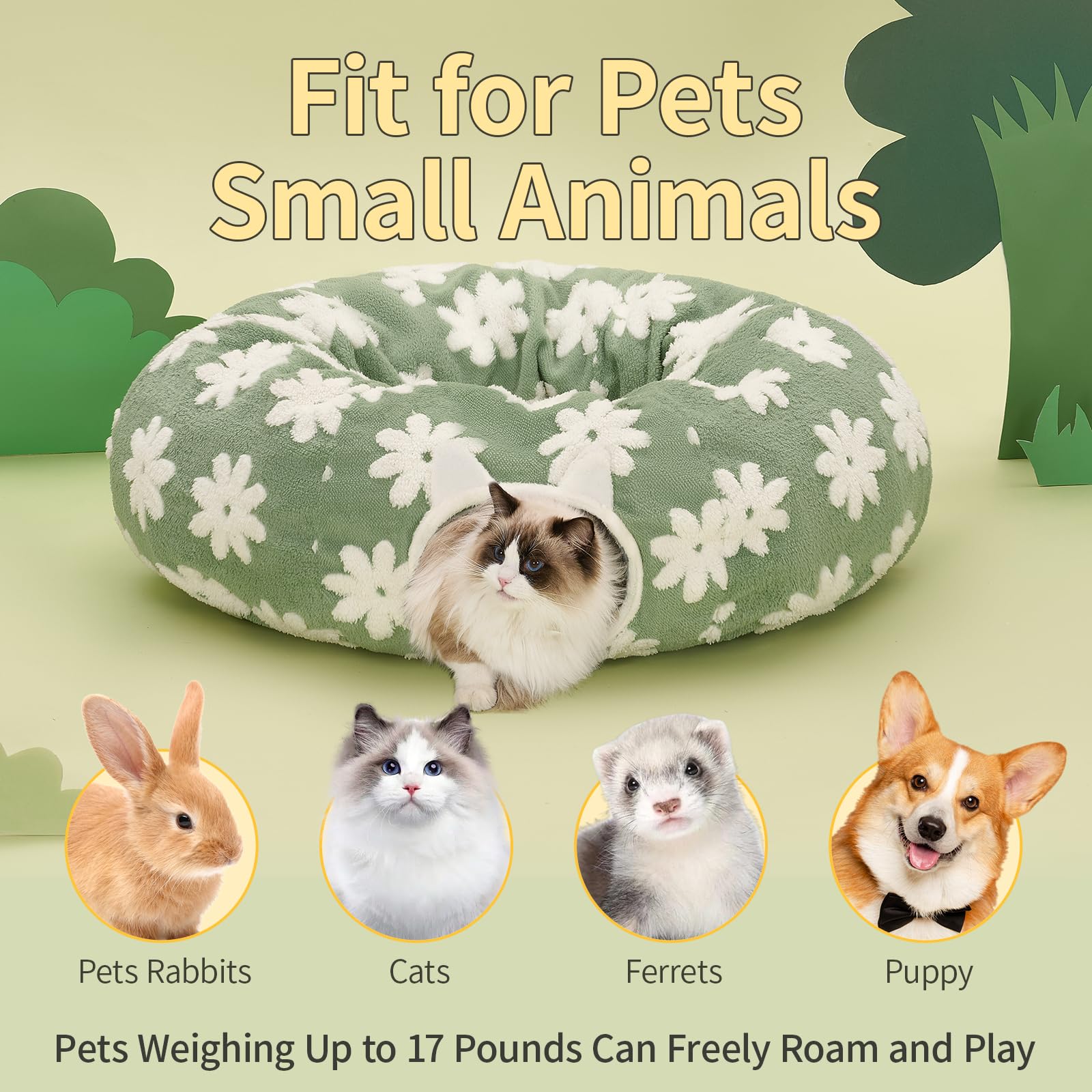 Pesen cat tunnel bed non-slip bottom provides stable resting during play sessions