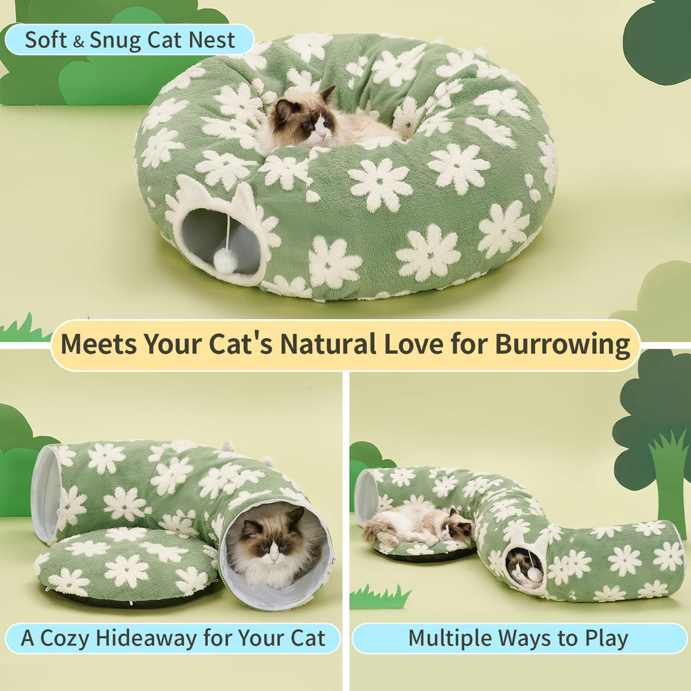 Pesen cat tunnel bed interior view highlights tunnel for exploration and interactive play