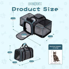Pesen travel carrier suits small cats, dogs, and rabbits for car, train, or plane journeys