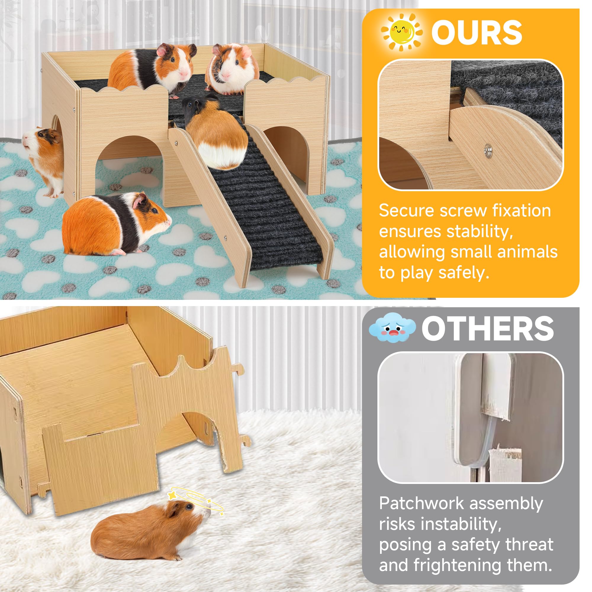 PESNLO two-level pet house with stairs provides safe climbing between levels